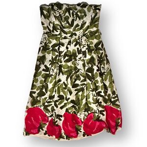 We Love Vera Sz 4 Floral Green Pink Red 2 Layer Dress Missing Straps and Belt